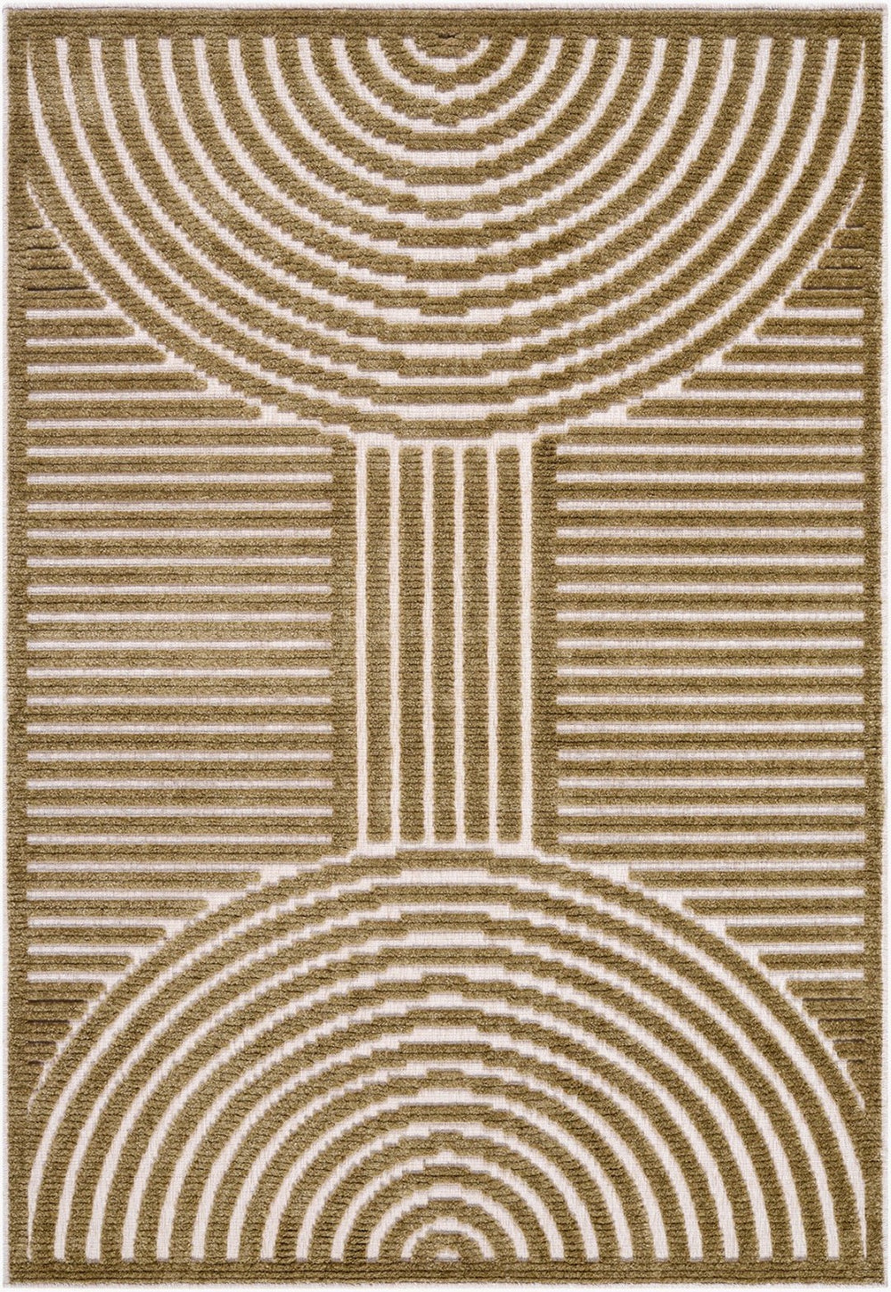 Livabliss Lyna Art Deco Geometric Machine Woven Polypropylene Rug for Entryways and Small Spaces Beige, Brown 3'3" x 5' LYA2328-335