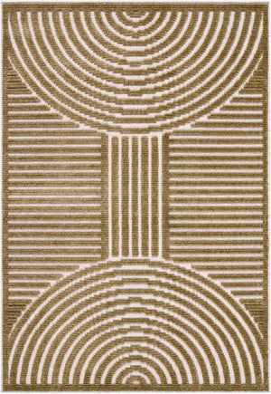 Livabliss Lyna Art Deco Geometric Machine Woven Polypropylene Rug for Entryways and Small Spaces Beige, Brown 3'3" x 5' LYA2328-335