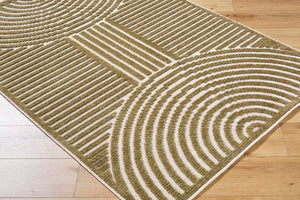 Livabliss Lyna Art Deco Geometric Machine Woven Polypropylene Rug for Entryways and Small Spaces Beige, Brown 3'3" x 5' LYA2328-335