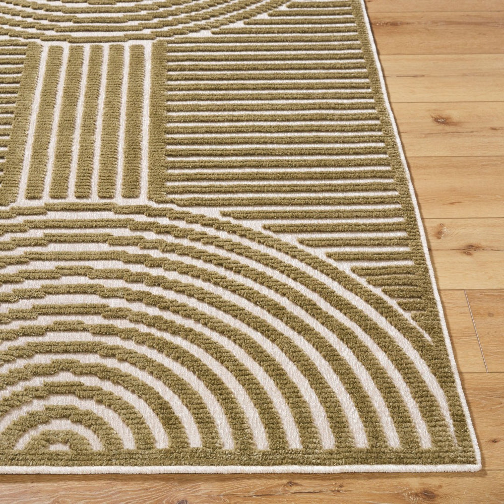 Livabliss Lyna Art Deco Geometric Machine Woven Polypropylene Rug for Entryways and Small Spaces Beige, Brown 3'3" x 5' LYA2328-335
