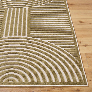 Livabliss Lyna Art Deco Geometric Machine Woven Polypropylene Rug for Entryways and Small Spaces Beige, Brown 3'3" x 5' LYA2328-335