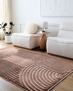 Livabliss Lyna Art Deco Geometric Machine Woven Polypropylene Rug for Entryways and Bathrooms Beige, Olive 5' x 7'2" LYA2329-572