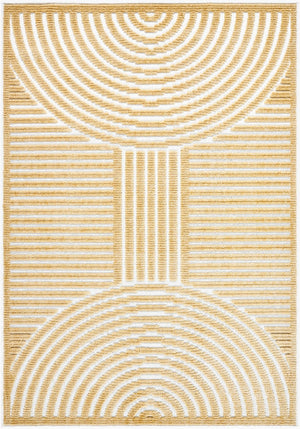 Livabliss Lyna Art Deco Geometric Indoor Rug Turkey Woven Polypropylene Entryway Accent White, Mustard 5' x 7'2" LYA2330-572