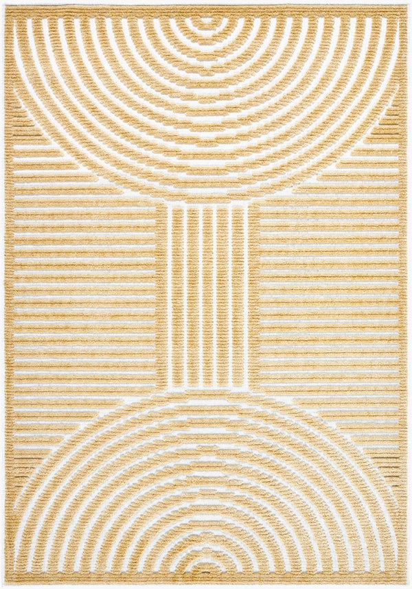 Livabliss Lyna Art Deco Geometric Indoor Rug Turkey Woven Polypropylene Entryway Accent White, Mustard 5' x 7'2" LYA2330-572