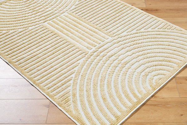 Livabliss Lyna Art Deco Geometric Indoor Rug Turkey Woven Polypropylene Entryway Accent White, Mustard 5' x 7'2" LYA2330-572
