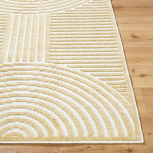 Livabliss Lyna Art Deco Geometric Indoor Rug Turkey Woven Polypropylene Entryway Accent White, Mustard 5' x 7'2" LYA2330-572