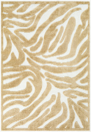Livabliss Lyna Art Deco Geometric Accent Rug Machine Woven Polypropylene for Entryways Baths White, Mustard 7'10" x 10'1" LYA2334-710101