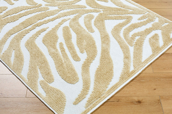 Livabliss Lyna Art Deco Geometric Accent Rug Machine Woven Polypropylene for Entryways Baths White, Mustard 7'10" x 10'1" LYA2334-710101
