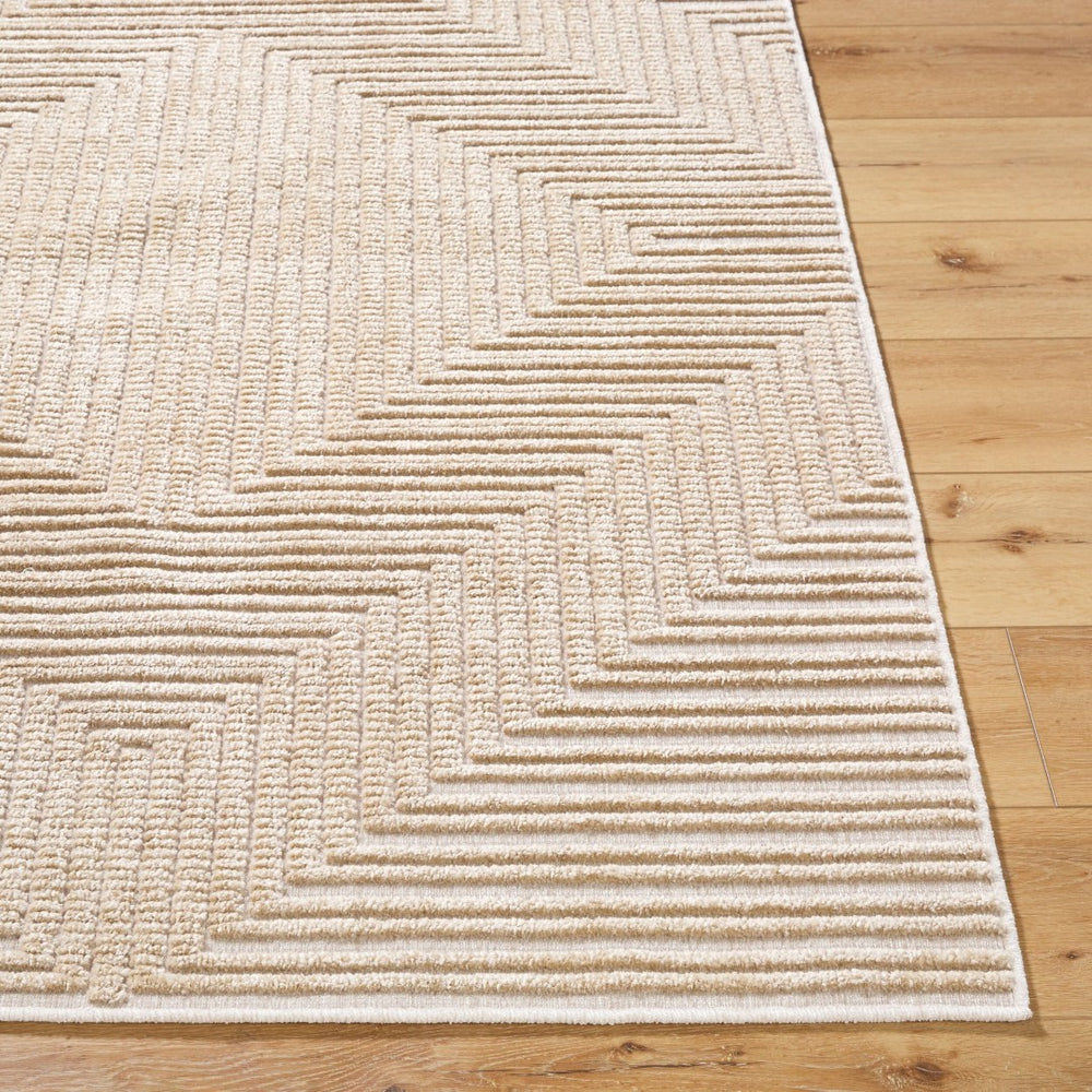 Livabliss Lyna Art Deco Chenille Accent Rug Turkish Woven Medium Pile for Entryway Bath Beige, Light Br 7'10" x 10'1" LYA2335-710101
