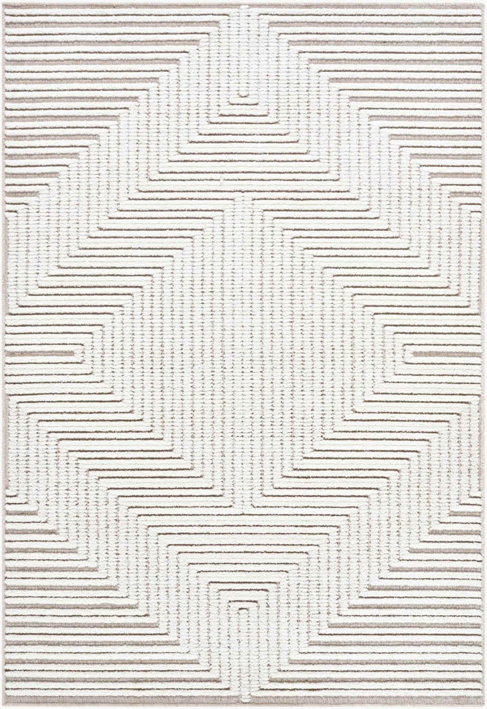 Livabliss Lyna Art Deco Chenille Accent Rug Turkish Woven Geometric Pattern for Entryway Bath Beige, Cream 2'7" x 7'2" LYA2336-2772