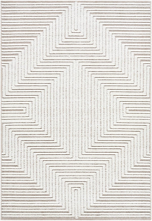 Livabliss Lyna Art Deco Chenille Accent Rug Turkish Woven Geometric Pattern for Entryway Bath Beige, Cream 2'7" x 7'2" LYA2336-2772