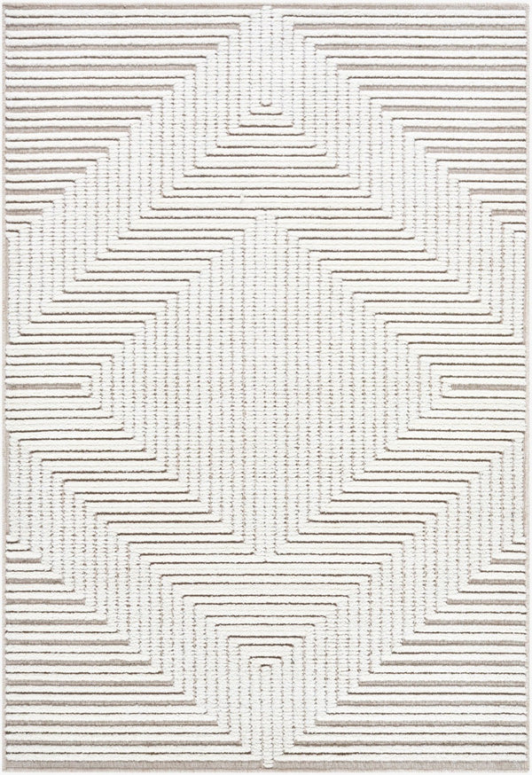 Livabliss Lyna Art Deco Chenille Accent Rug Turkish Woven Geometric Pattern for Entryway Bath Beige, Cream 2'7" x 7'2" LYA2336-2772