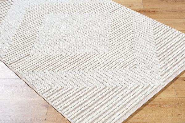 Livabliss Lyna Art Deco Chenille Accent Rug Turkish Woven Geometric Pattern for Entryway Bath Beige, Cream 2'7" x 7'2" LYA2336-2772