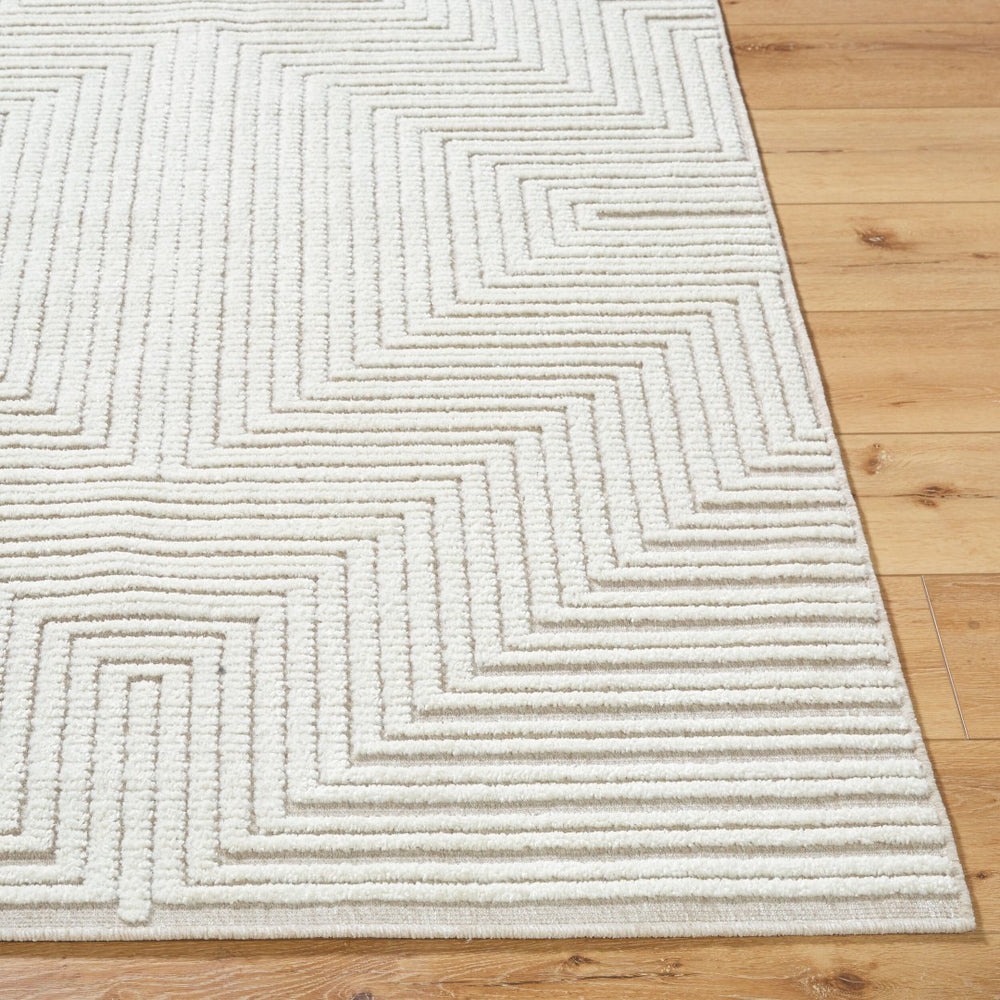 Livabliss Lyna Art Deco Chenille Accent Rug Turkish Woven Geometric Pattern for Entryway Bath Beige, Cream 2'7" x 7'2" LYA2336-2772