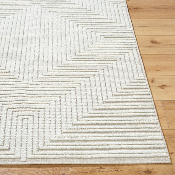 Livabliss Lyna Art Deco Chenille Accent Rug Turkish Woven Geometric Pattern for Entryway Bath Beige, Cream 2'7" x 7'2" LYA2336-2772