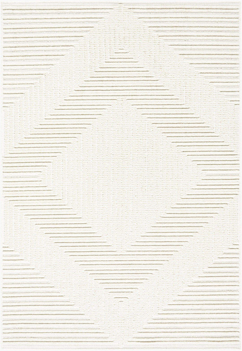 Livabliss Lyna Art Deco Machine Woven Accent Rug Soft Chenille Blend for Entryways and Bedrooms Cream, White 7'10" x 10'1" LYA2337-710101