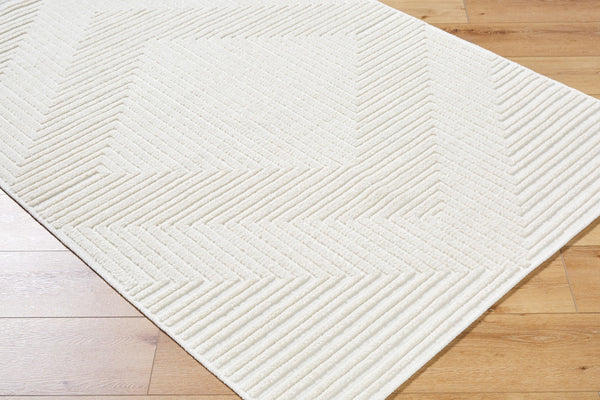 Livabliss Lyna Art Deco Machine Woven Accent Rug Soft Chenille Blend for Entryways and Bedrooms Cream, White 7'10" x 10'1" LYA2337-710101
