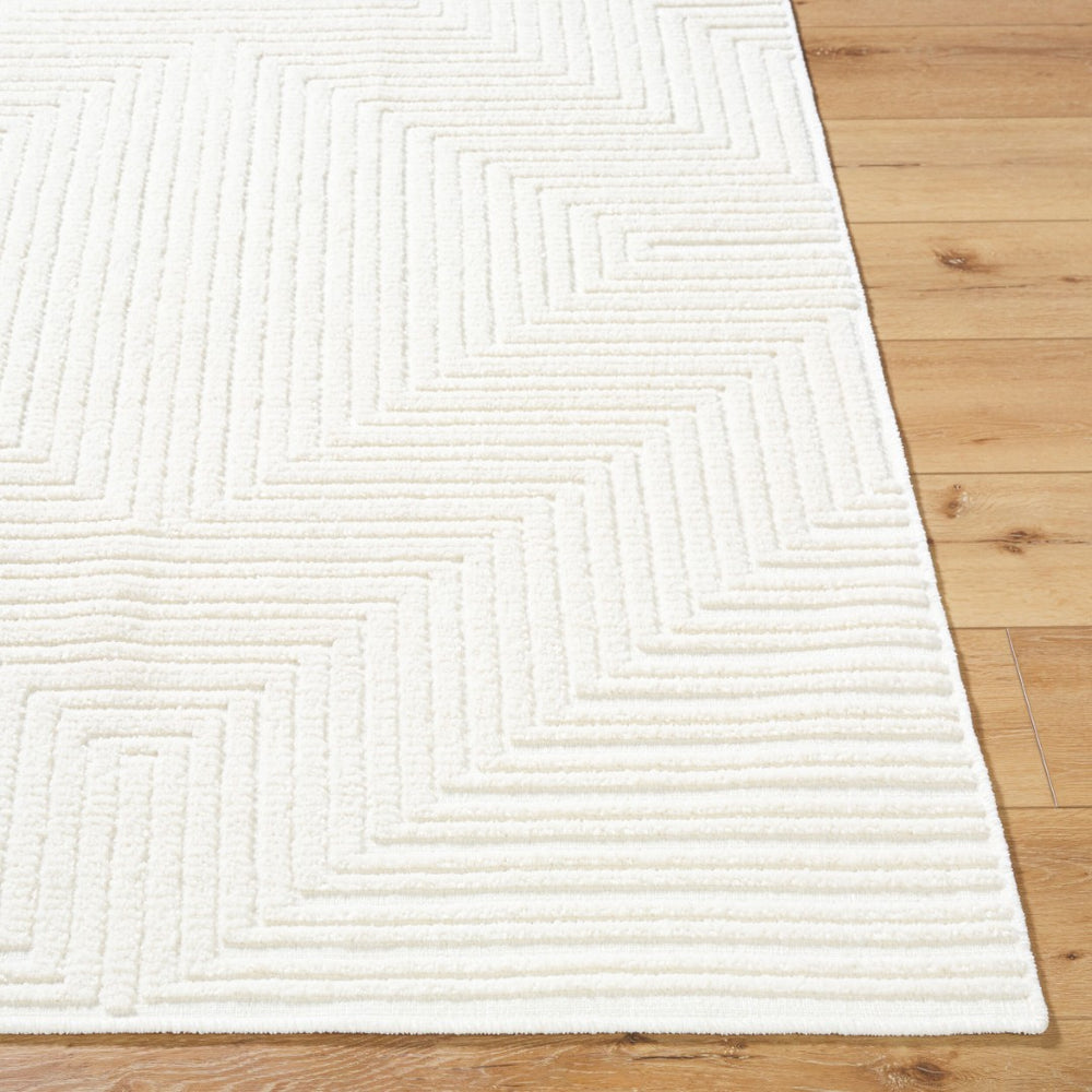 Livabliss Lyna Art Deco Machine Woven Accent Rug Soft Chenille Blend for Entryways and Bedrooms Cream, White 7'10" x 10'1" LYA2337-710101