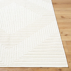Livabliss Lyna Art Deco Machine Woven Accent Rug Soft Chenille Blend for Entryways and Bedrooms Cream, White 7'10" x 10'1" LYA2337-710101