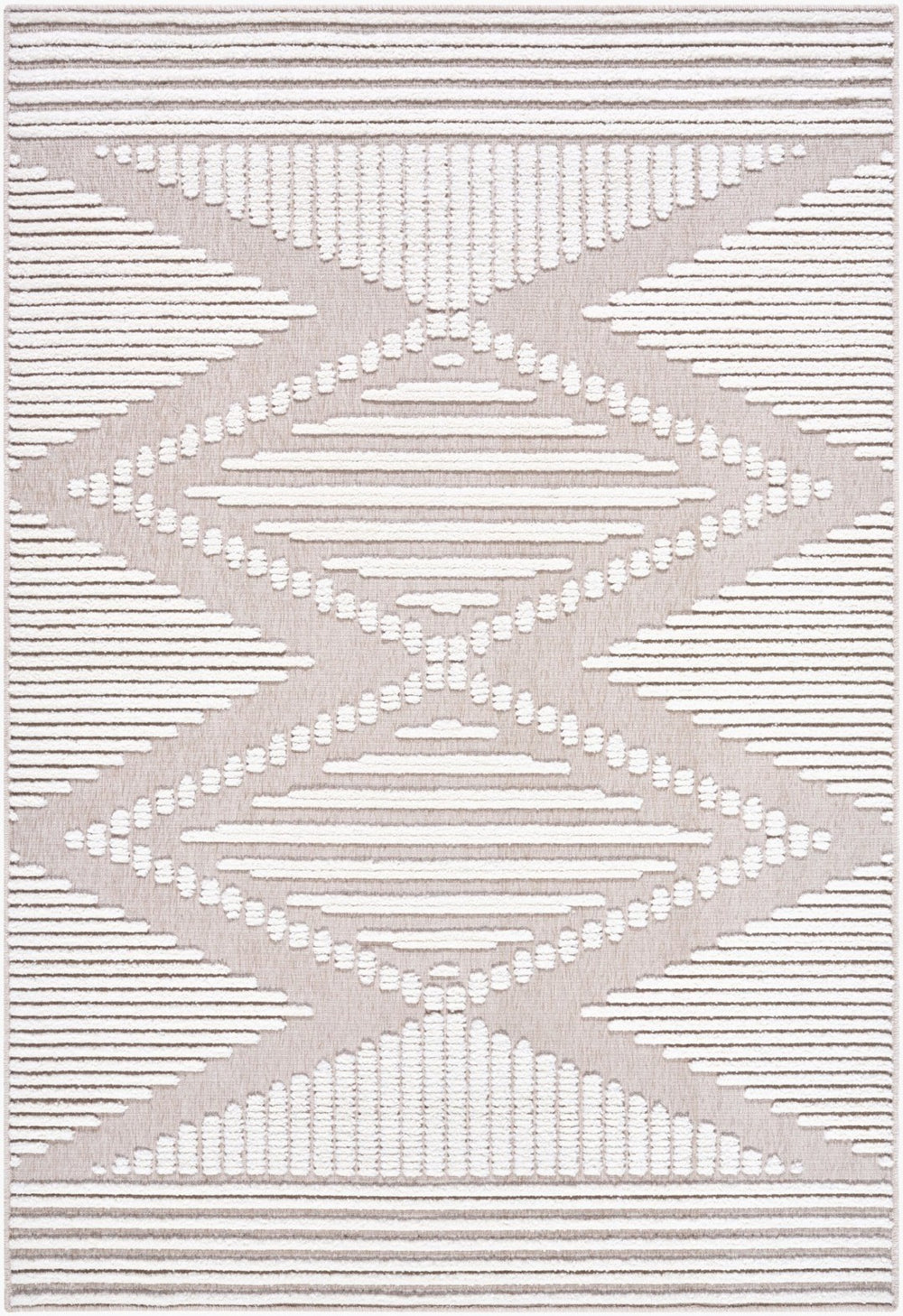 Livabliss Lyna Bohemian Global Turkish Area Rug Soft Chenille Polypropylene Blend for Entryways Beige, Cream 3'3" x 5' LYA2340-335
