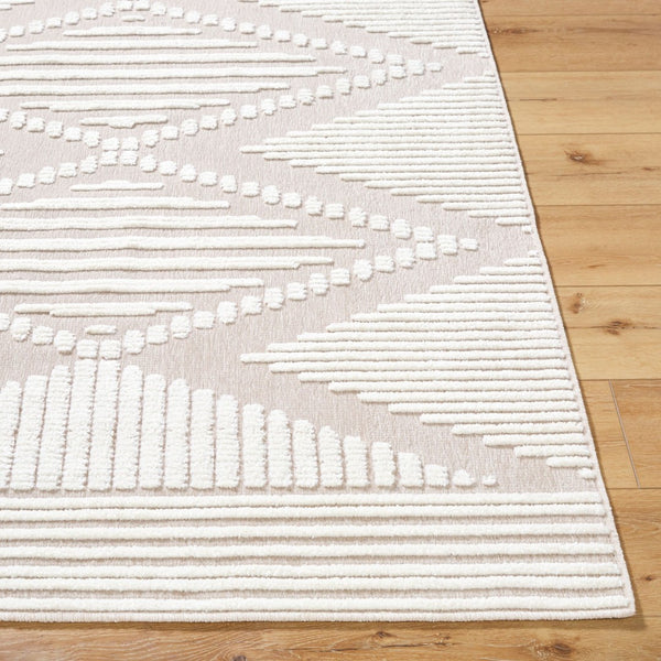 Livabliss Lyna Bohemian Global Turkish Area Rug Soft Chenille Polypropylene Blend for Entryways Beige, Cream 3'3" x 5' LYA2340-335