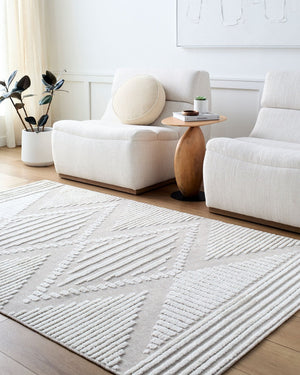 Livabliss Lyna Bohemian Global Turkish Area Rug Soft Chenille Polypropylene Blend for Entryways Beige, Cream 3'3" x 5' LYA2340-335