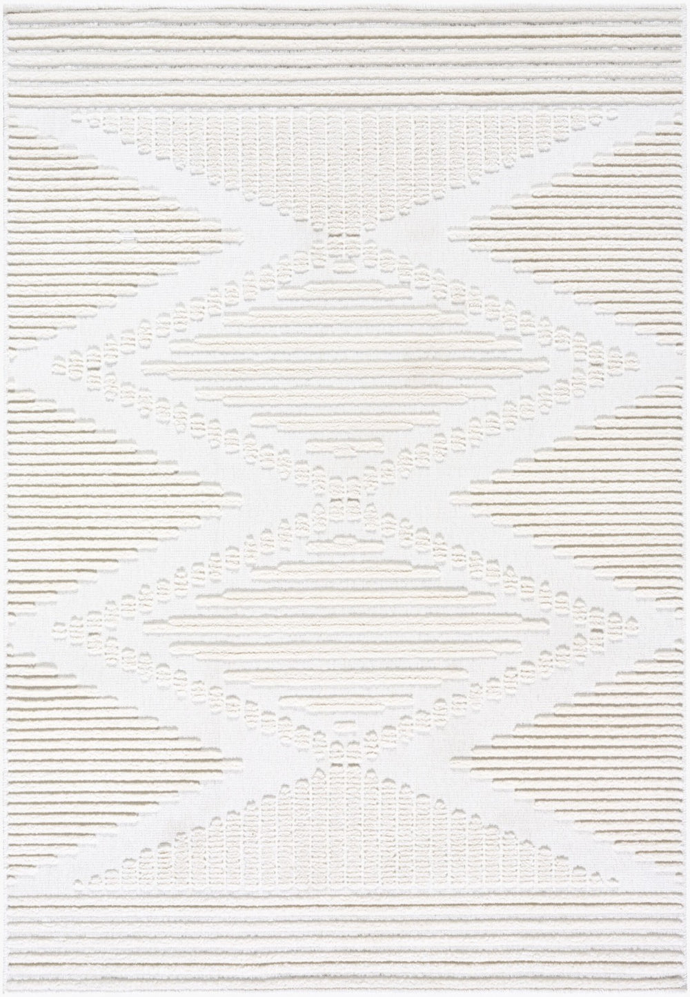 Livabliss Lyna Bohemian Global Machine Woven Polypropylene Chenille Rug for Entryway Kitchen Cream, White 3'3" x 5' LYA2341-335