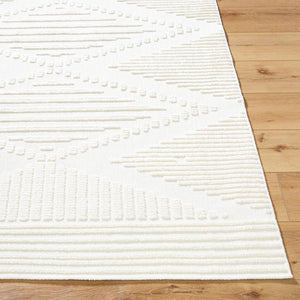 Livabliss Lyna Bohemian Global Machine Woven Polypropylene Chenille Rug for Entryway Kitchen Cream, White 3'3" x 5' LYA2341-335