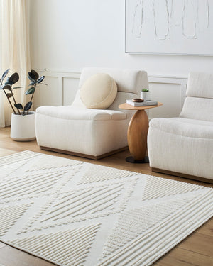 Livabliss Lyna Bohemian Global Machine Woven Polypropylene Chenille Rug for Entryway Kitchen Cream, White 3'3" x 5' LYA2341-335