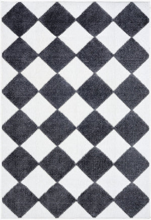 Livabliss Lyna Art Deco Machine Woven Polypropylene Chenille Rug for Entryways and Bathrooms White, Charcoal 2'7" x 7'2" LYA2350-2772