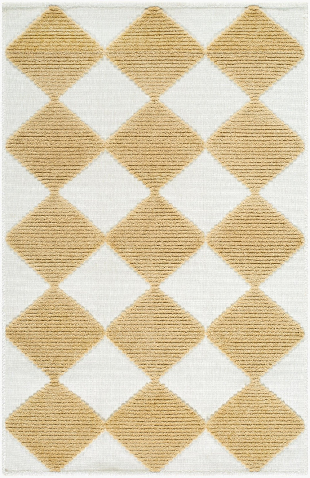 Livabliss Lyna Art Deco Accent Rug Soft Chenille Polypropylene Blend for Entryway or Bedside White, Mustard 7'10" x 10'1" LYA2351-710101