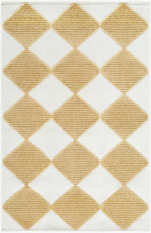 Livabliss Lyna Art Deco Accent Rug Soft Chenille Polypropylene Blend for Entryway or Bedside White, Mustard 7'10" x 10'1" LYA2351-710101