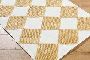 Livabliss Lyna Art Deco Accent Rug Soft Chenille Polypropylene Blend for Entryway or Bedside White, Mustard 7'10" x 10'1" LYA2351-710101