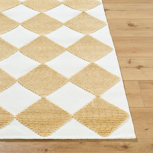 Livabliss Lyna Art Deco Accent Rug Soft Chenille Polypropylene Blend for Entryway or Bedside White, Mustard 7'10" x 10'1" LYA2351-710101