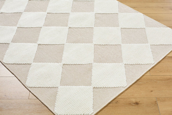 Livabliss Lyna Art Deco Machine Woven Polypropylene Chenille Accent Rug for Entryways Beige, Cream 7'10" x 10'1" LYA2357-710101