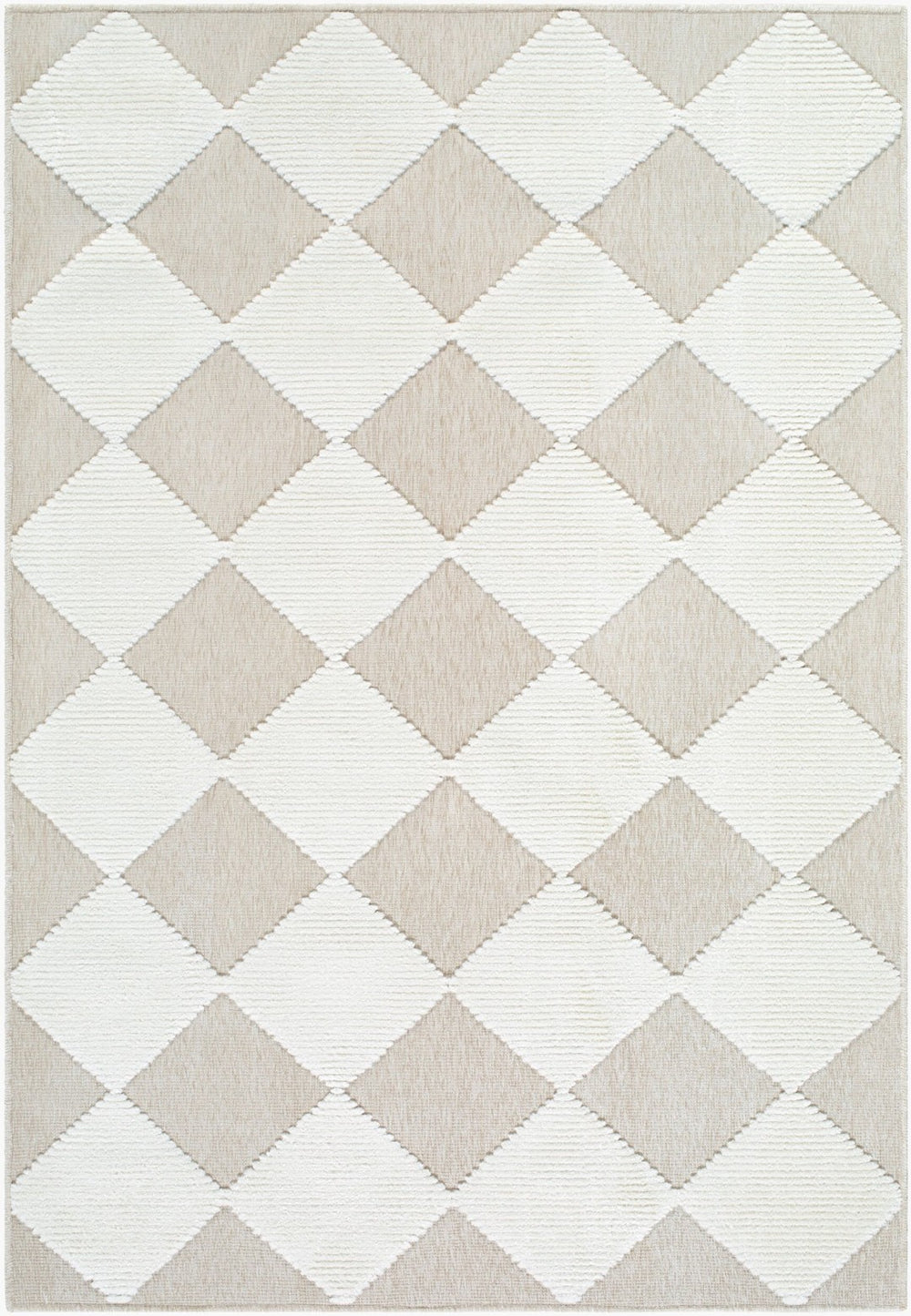 Livabliss Lyna Art Deco Machine Woven Polypropylene Chenille Accent Rug for Entryways Beige, Cream 7'10" x 10'1" LYA2357-710101