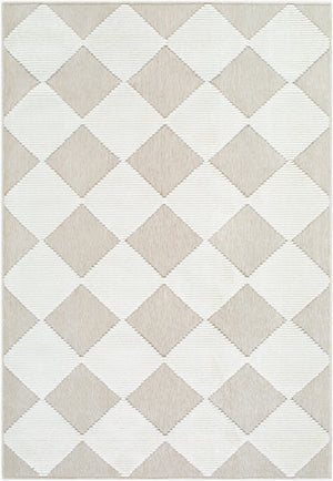 Livabliss Lyna Art Deco Machine Woven Polypropylene Chenille Accent Rug for Entryways Beige, Cream 7'10" x 10'1" LYA2357-710101