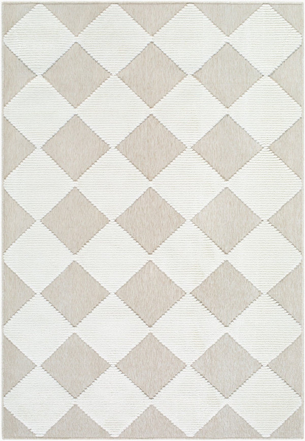 Livabliss Lyna Art Deco Machine Woven Polypropylene Chenille Accent Rug for Entryways Beige, Cream 7'10" x 10'1" LYA2357-710101