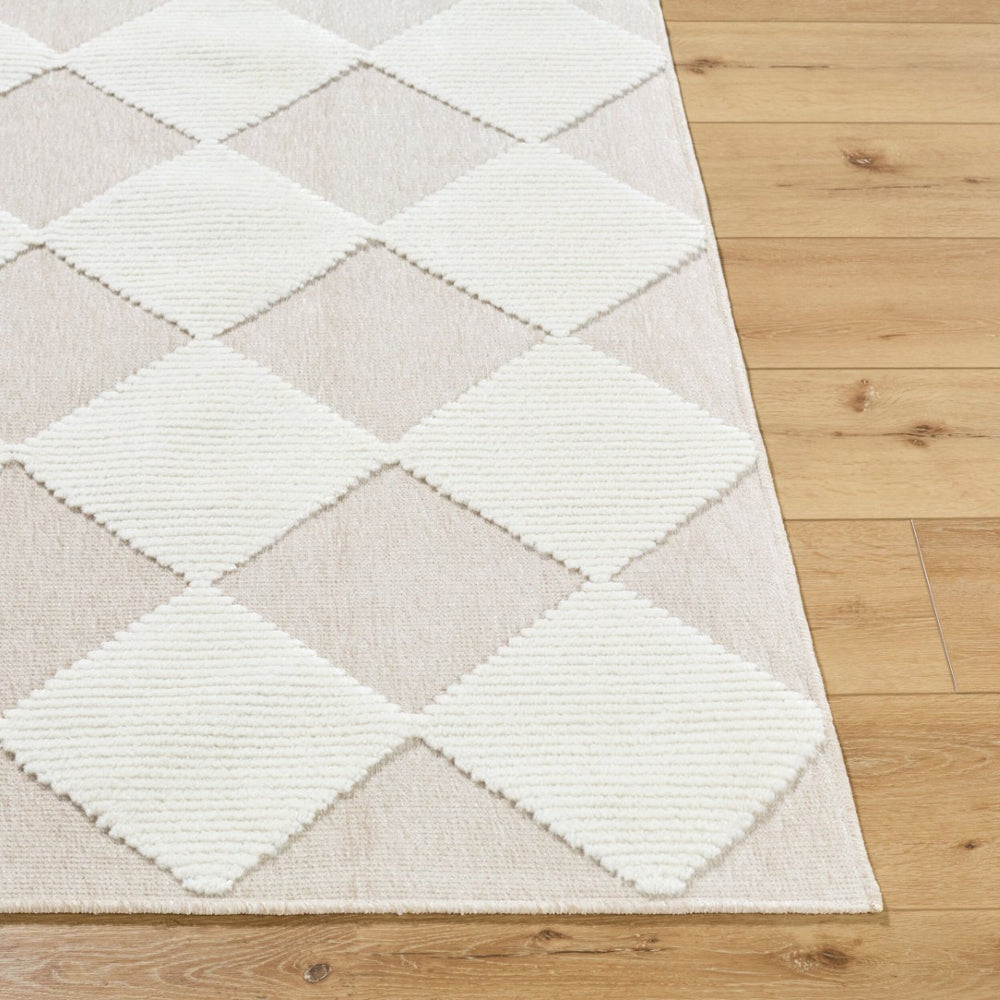 Livabliss Lyna Art Deco Machine Woven Polypropylene Chenille Accent Rug for Entryways Beige, Cream 7'10" x 10'1" LYA2357-710101