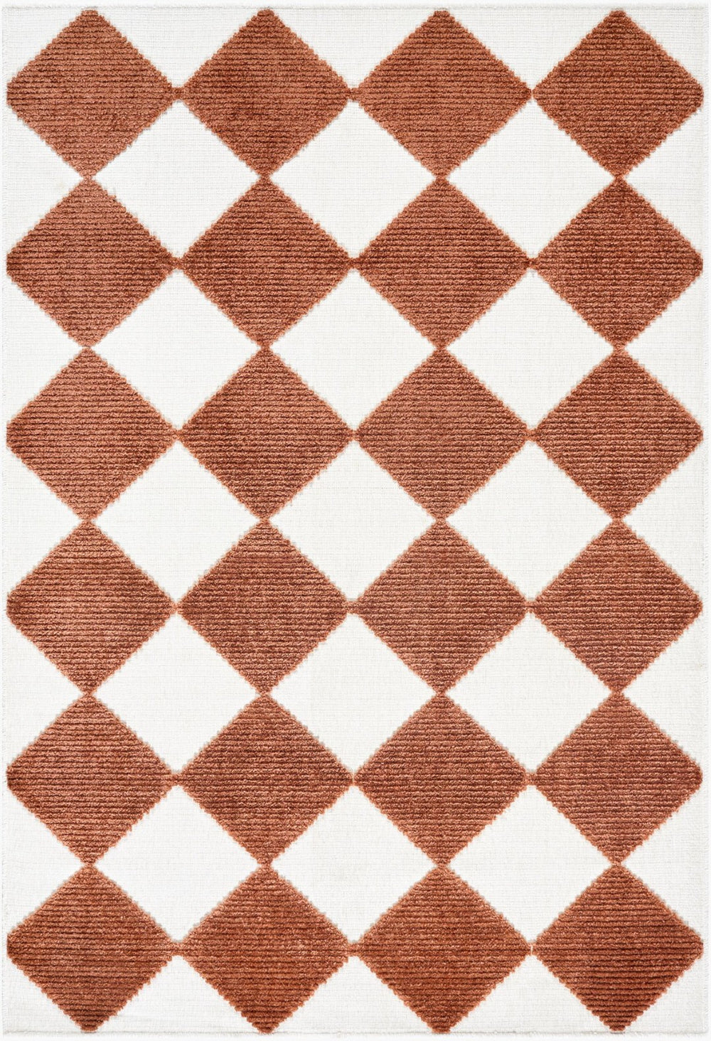 Livabliss Lyna Art Deco Machine Woven Polypropylene Chenille Rug for Entryways and Bathrooms White, Rust 2' x 2'10" LYA2358-2210