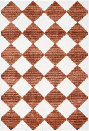 Livabliss Lyna Art Deco Machine Woven Polypropylene Chenille Rug for Entryways and Bathrooms White, Rust 2' x 2'10" LYA2358-2210