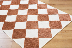 Livabliss Lyna Art Deco Machine Woven Polypropylene Chenille Rug for Entryways and Bathrooms White, Rust 2' x 2'10" LYA2358-2210