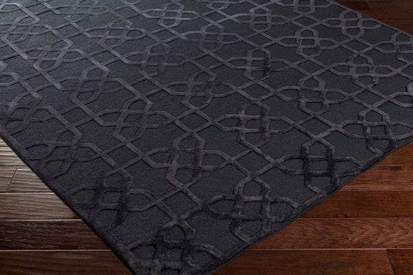 Surya Lydia 2' X 3' Hand Knotted Wool Rug - Luxurious Handmade Design For Timeless Home Elegance Black Wool Lyd6007-69