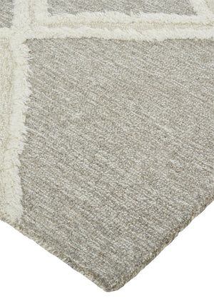 Feizy Rugs Anica Hand-tufted Wool Geometric Rug - Stylish Bohemian Design For Homes, Nurseries, And More Gray,Ivory Wool Anc8009fbrn000h00