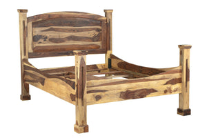 Porter Designs Porter Taos Solid Sheesham Wood Queen Bed – Rustic Charm For A Cozy, Refined Bedroom Retreat Natural Wood 04-196-14-9047n-kit