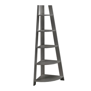 Homelegance By Top-Line Leticia Corner Ladder Bookcase Grey Rubberwood