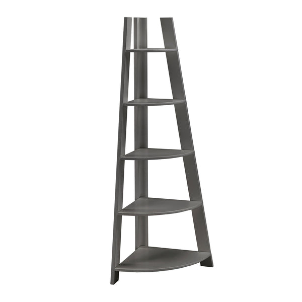 Homelegance By Top-Line Leticia Corner Ladder Bookcase Grey Rubberwood