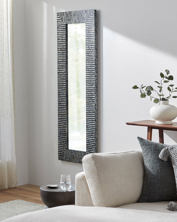 Lharysa LYH-005 63"H x 22"W x 1"D Full Length Mirror LYH005-2263  Frame: Black Surya