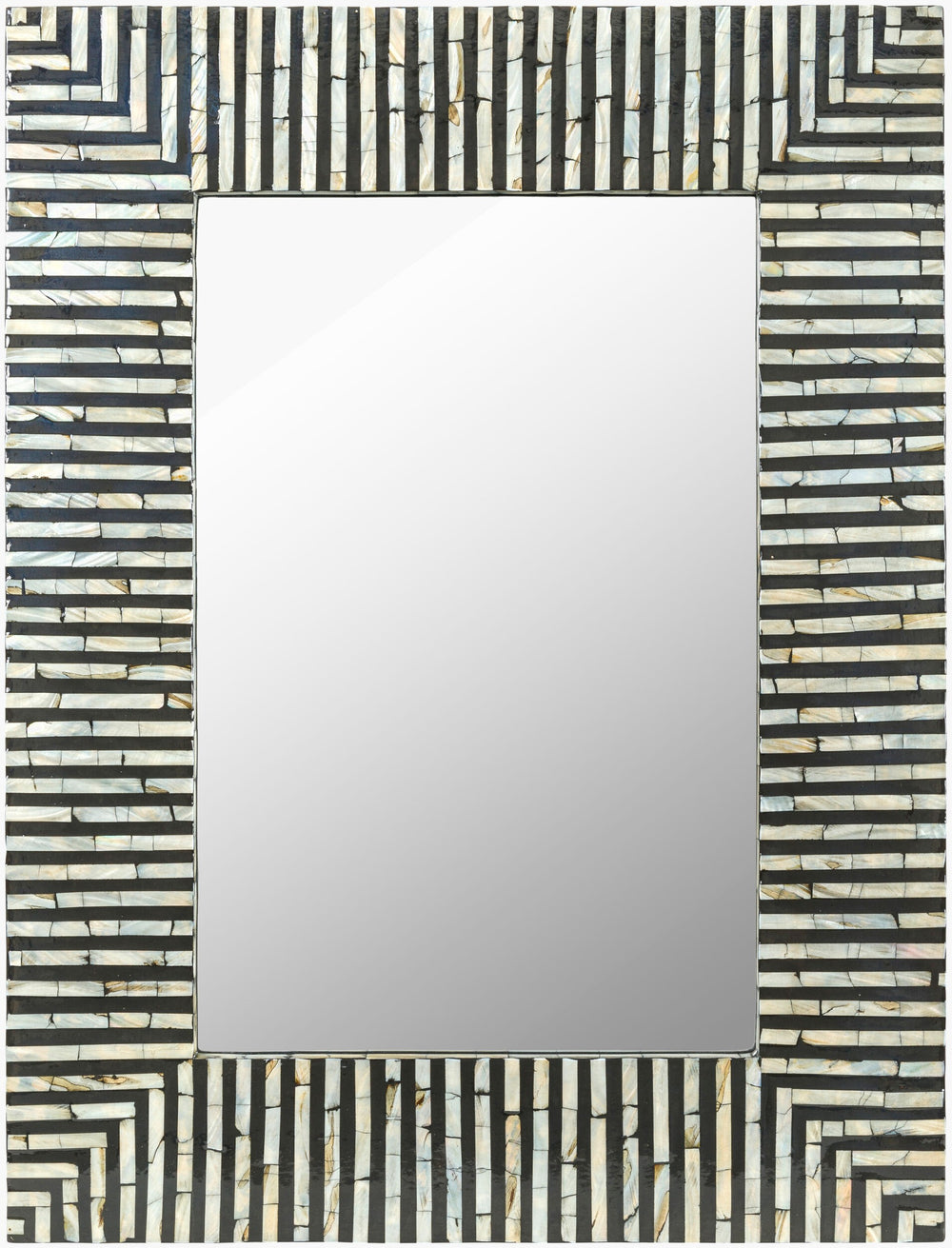 Surya Lharysa 32" Accent Mirror - Modern Shell Design For Stylish Home Décor, Vertical Or Horizontal Use Frame, Black Shell Lyh006-2432