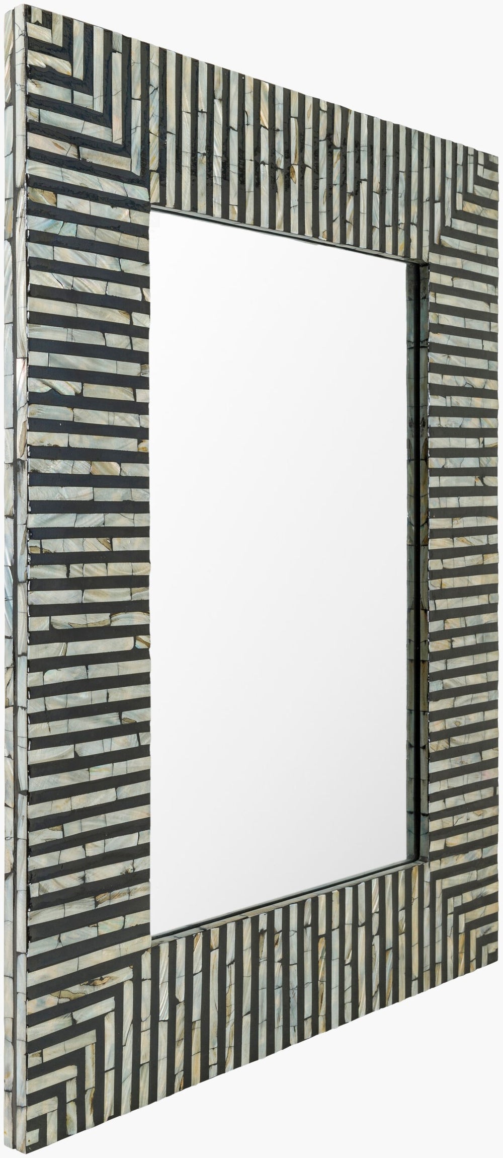 Surya Lharysa 32" Accent Mirror - Modern Shell Design For Stylish Home Décor, Vertical Or Horizontal Use Frame, Black Shell Lyh006-2432